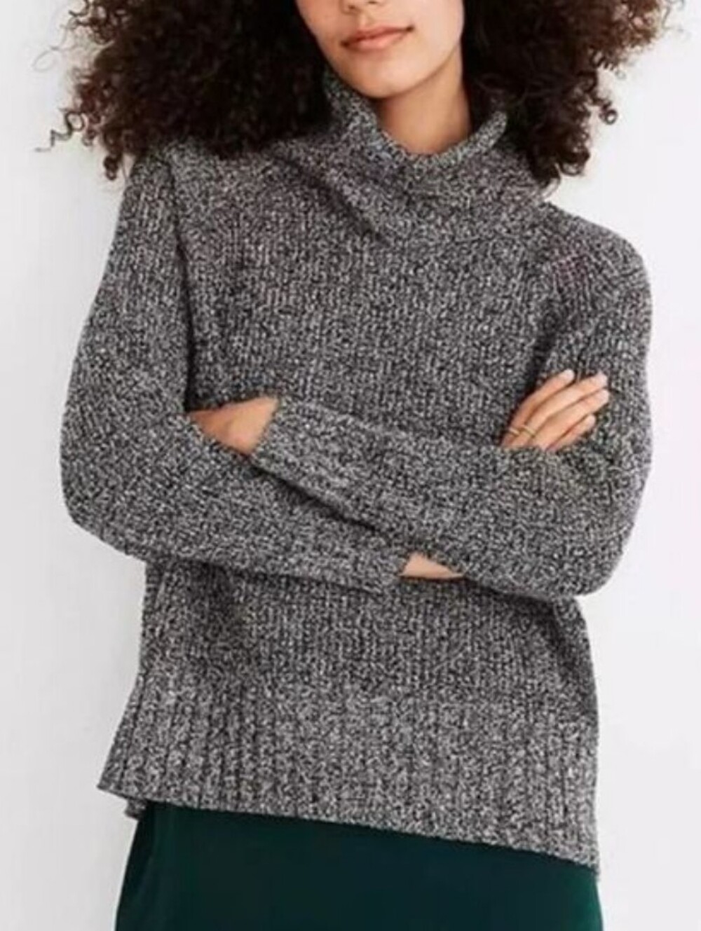 VCUC Madewell Eastbrook Marled Gray Cross Back Turtleneck Sweater Size XS